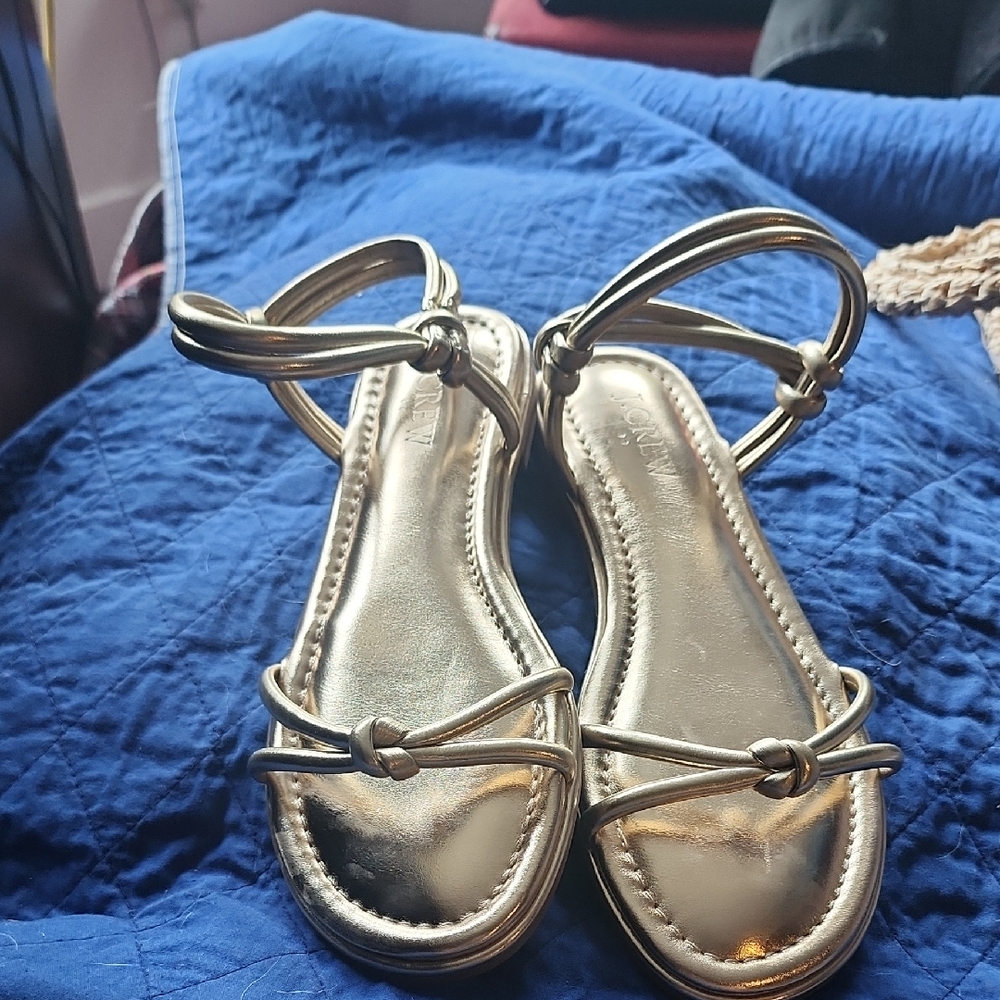 Gold Strappy Sandals J Crew Factory Size 7